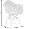 Fabulaxe Mid-Century Modern Style Fabric Lined Armchair with Beech Wooden Legs, White, PK 2 QI004325.WT.2